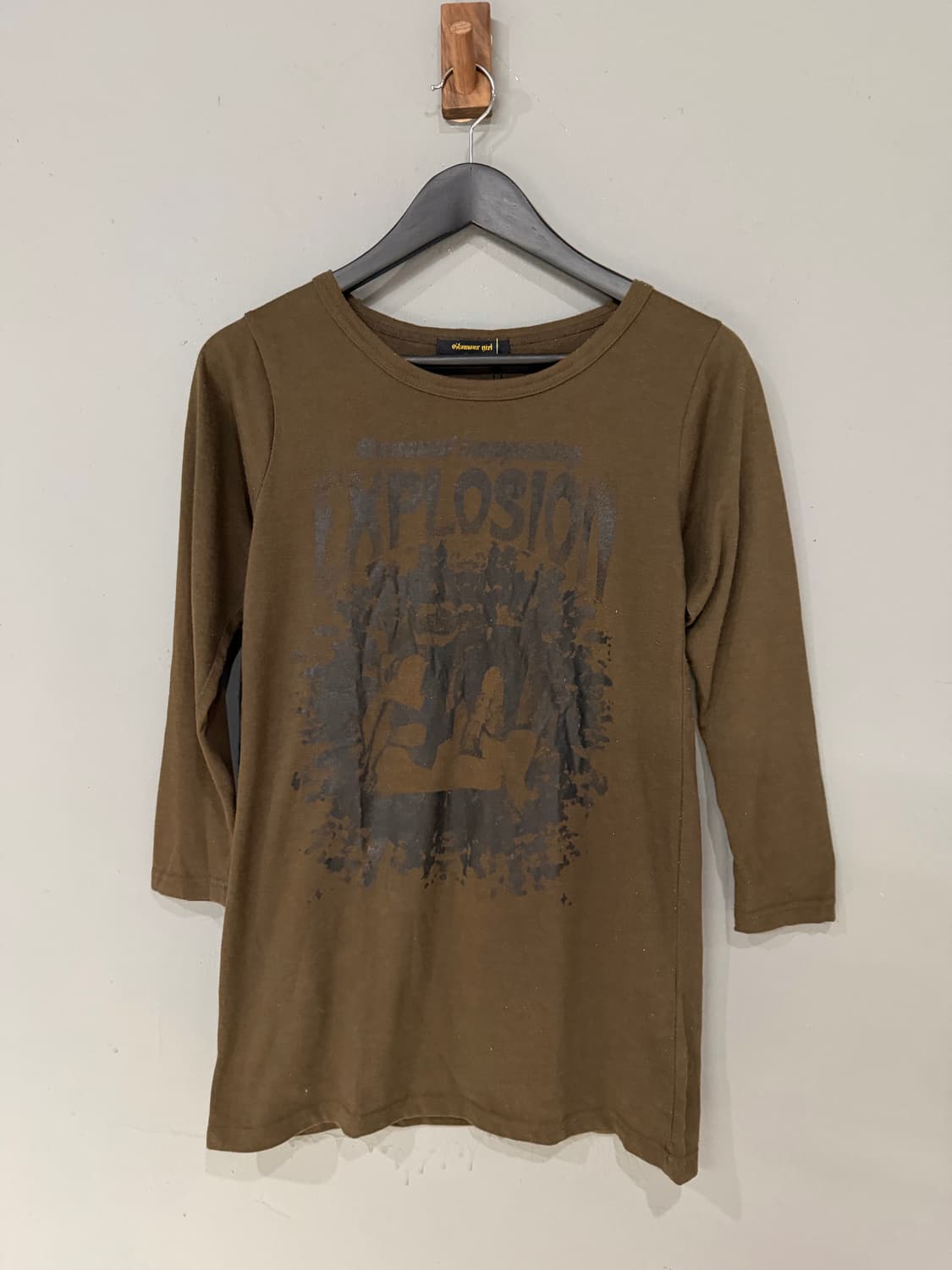 khaki brown printing detail top 상품이미지5