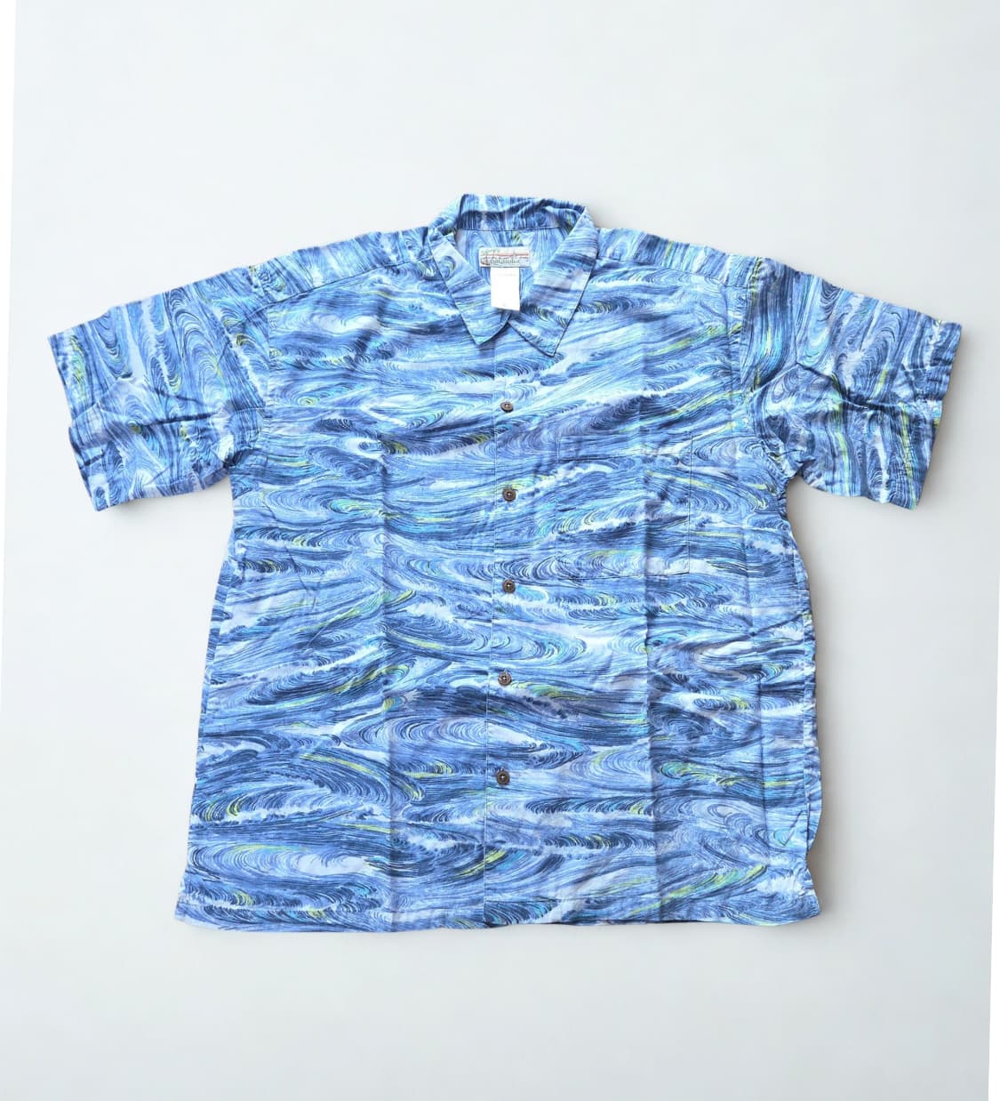 (XL)파타고니아 블루 웨이브 패턴 셔츠 알로하 하와이안 하프 파타로하 상품이미지1