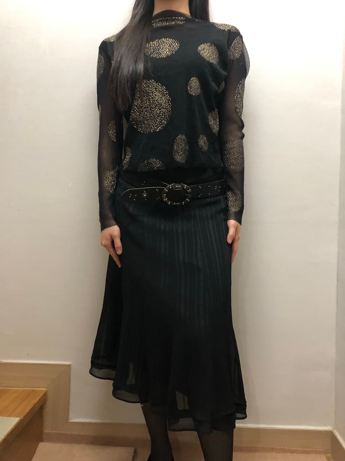 빈티지 블랙 오리엔탈 시스루 탑 상품이미지3