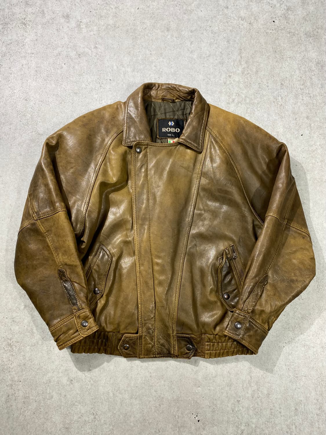 [L] 80s Vintage 브라운 양가죽 레더 봄바자켓 상품이미지1