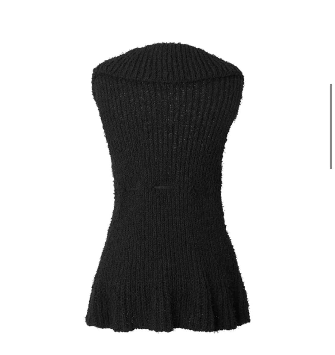 쓰리타임즈 러플 니트 베스트 블랙 상품이미지2