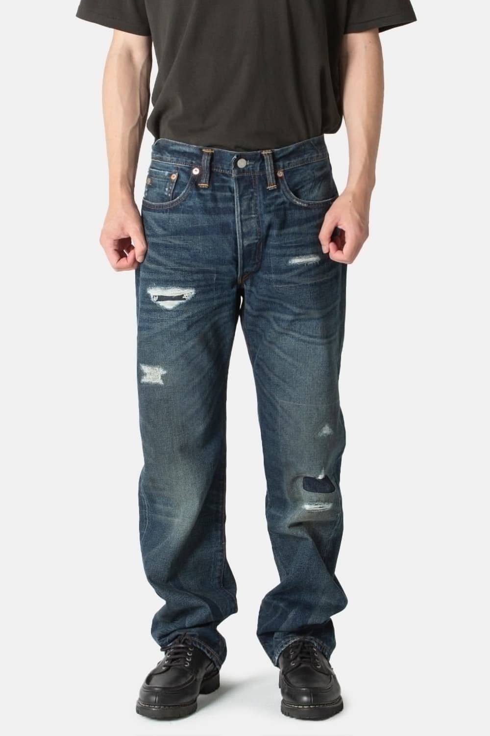 RRL 스트레이트 핏 홀리 워싱 데님 진 33x32 상품이미지1