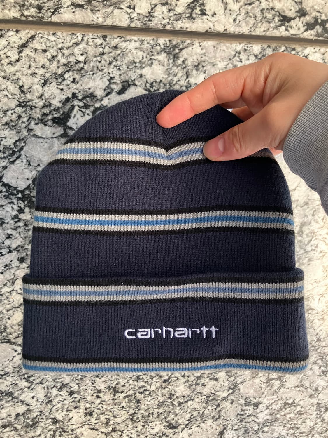 칼하트wip 스트라이프 비니 네이비 상품이미지1