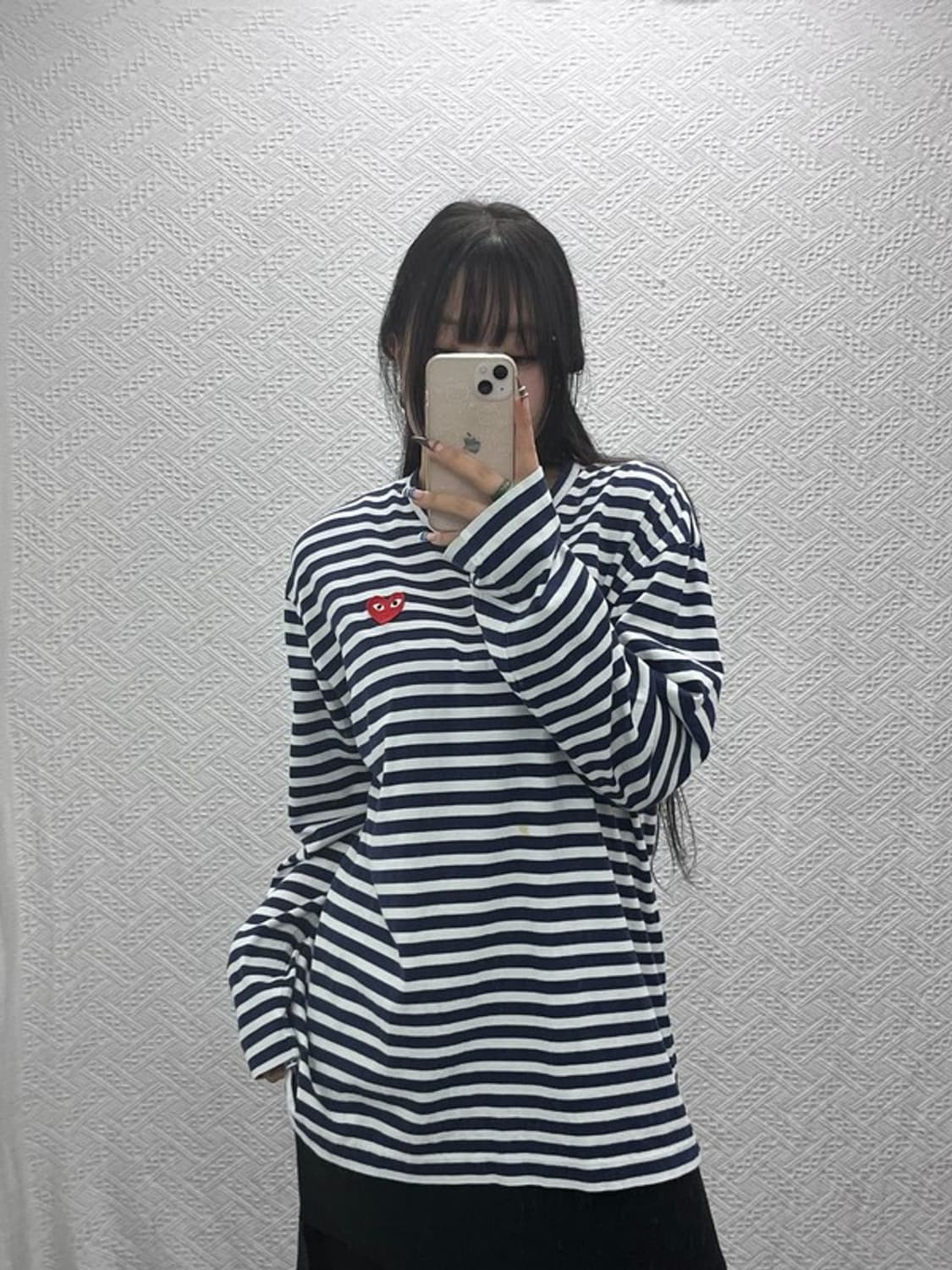 꼼데가르송 하트패치 키치무드 스트라이프 롱슬리브 XXL C07839 상품이미지2