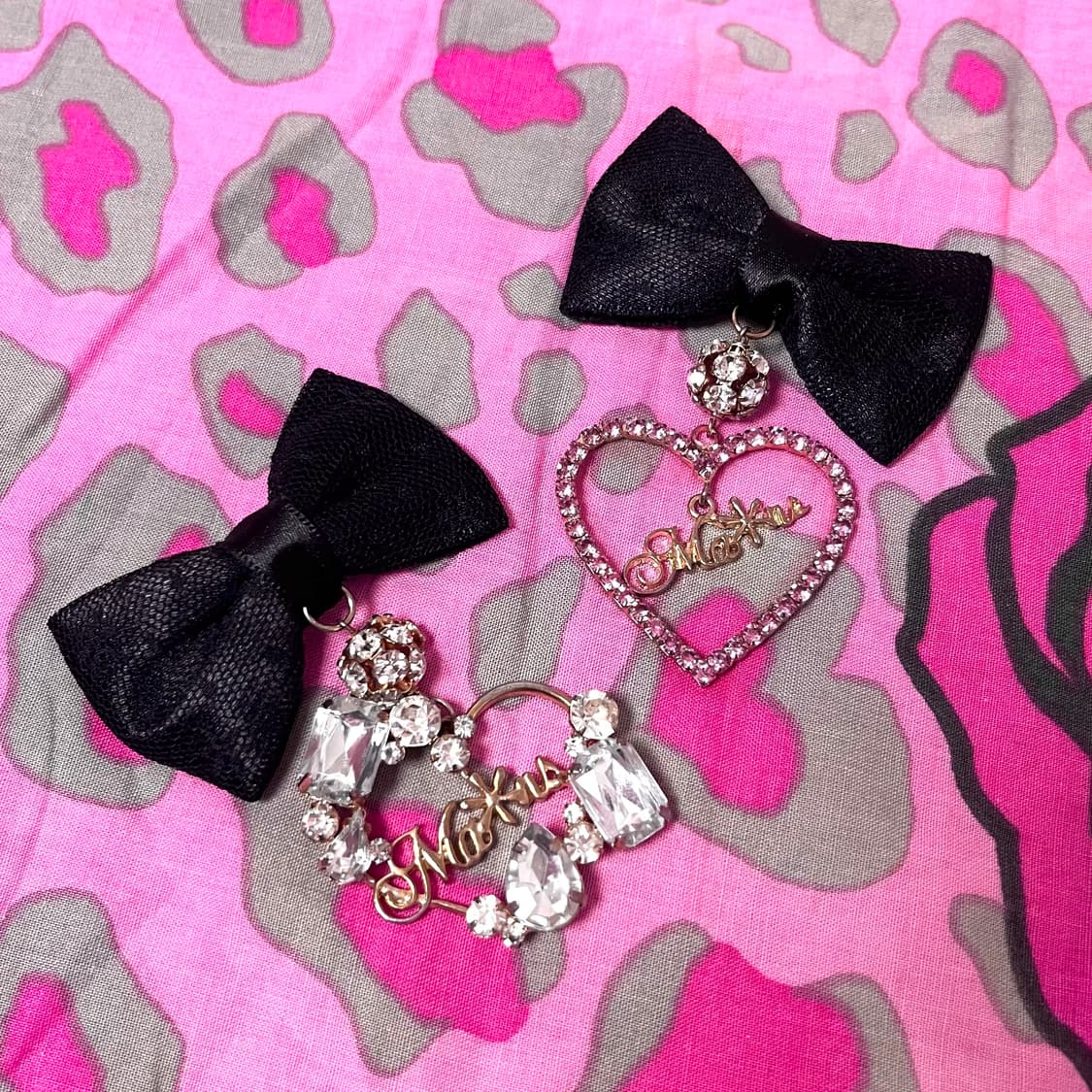 MA*RS마즈 큐빅스톤 하트참 미니 리본 헤어핀 히메로맨틱갸루 핀터109 상품이미지1