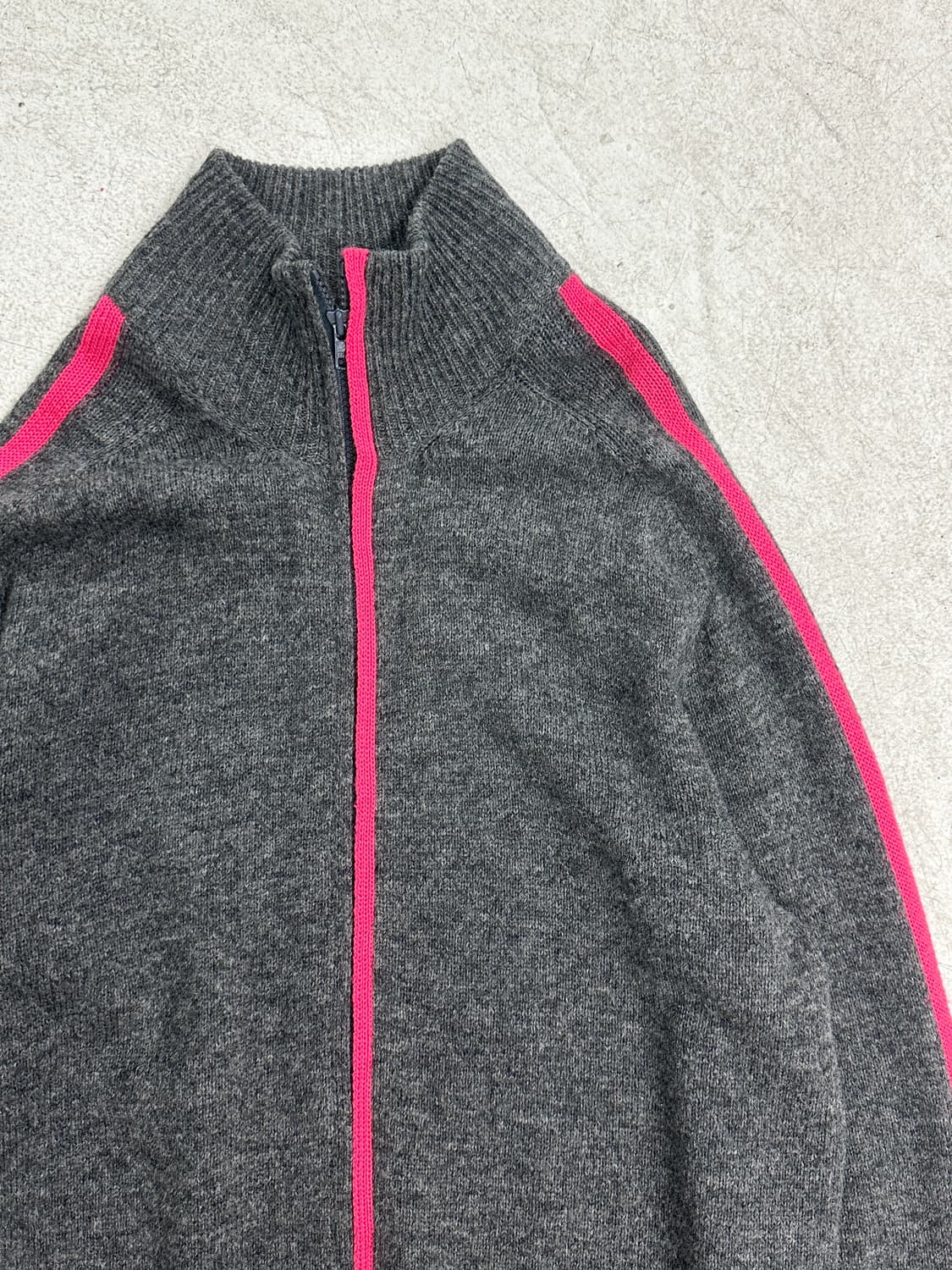 02aw 요지 뿌르옴므 핑크 라인 울 집업 상품이미지6