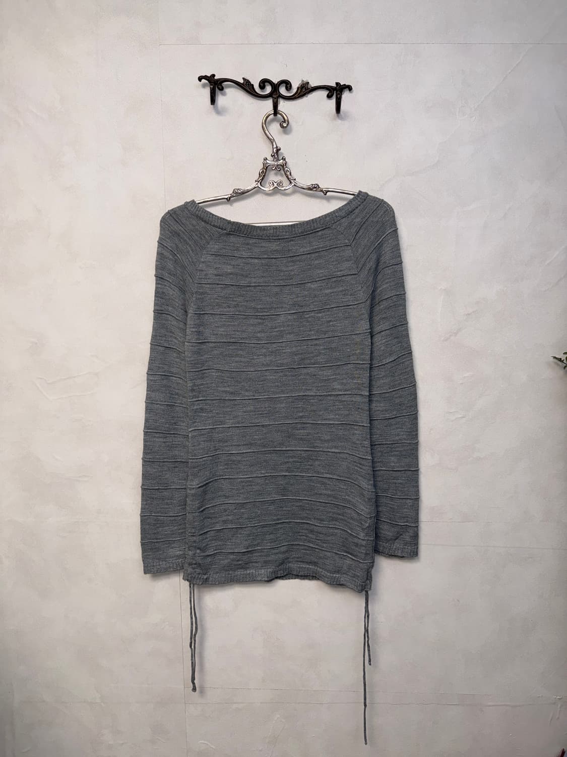 Gray side shirring loose knit  상품이미지7