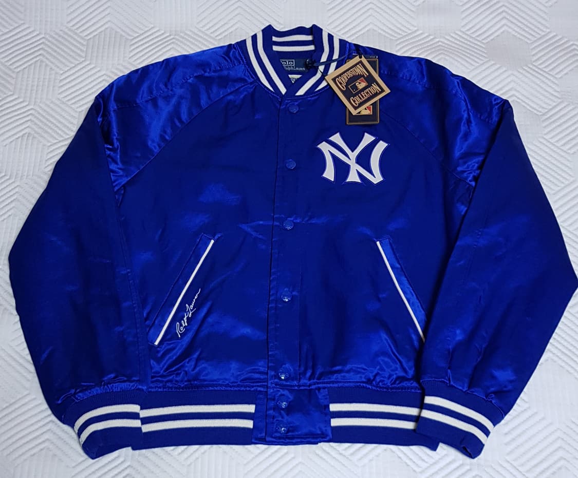 [새상품/M] 폴로 x MLB 뉴욕 양키스 바시티 새틴 자켓 팝니다. 상품이미지2