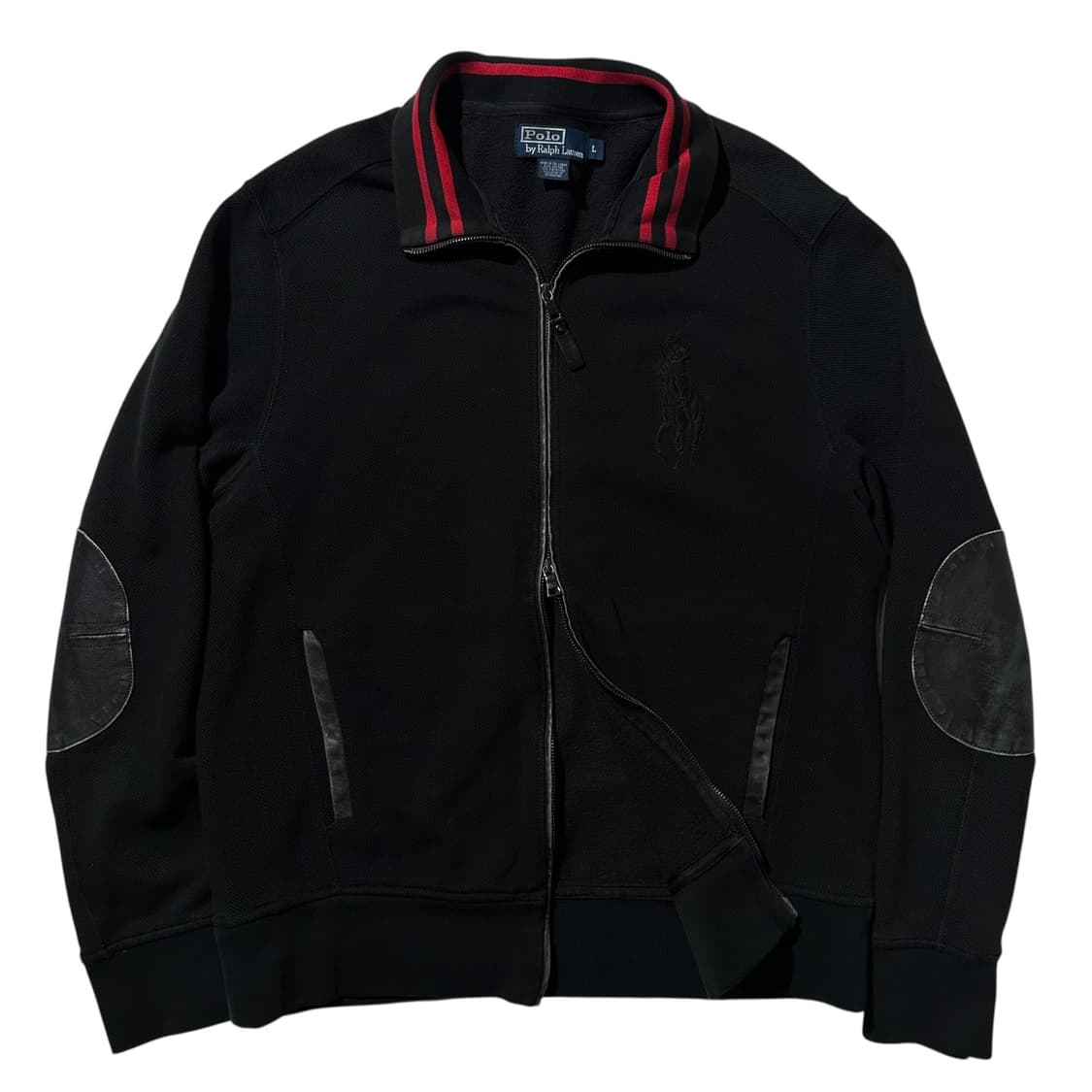 폴로 랄프로렌 빅포니 레더 트림 엘보패치 집업 니트 가디건 상품이미지1