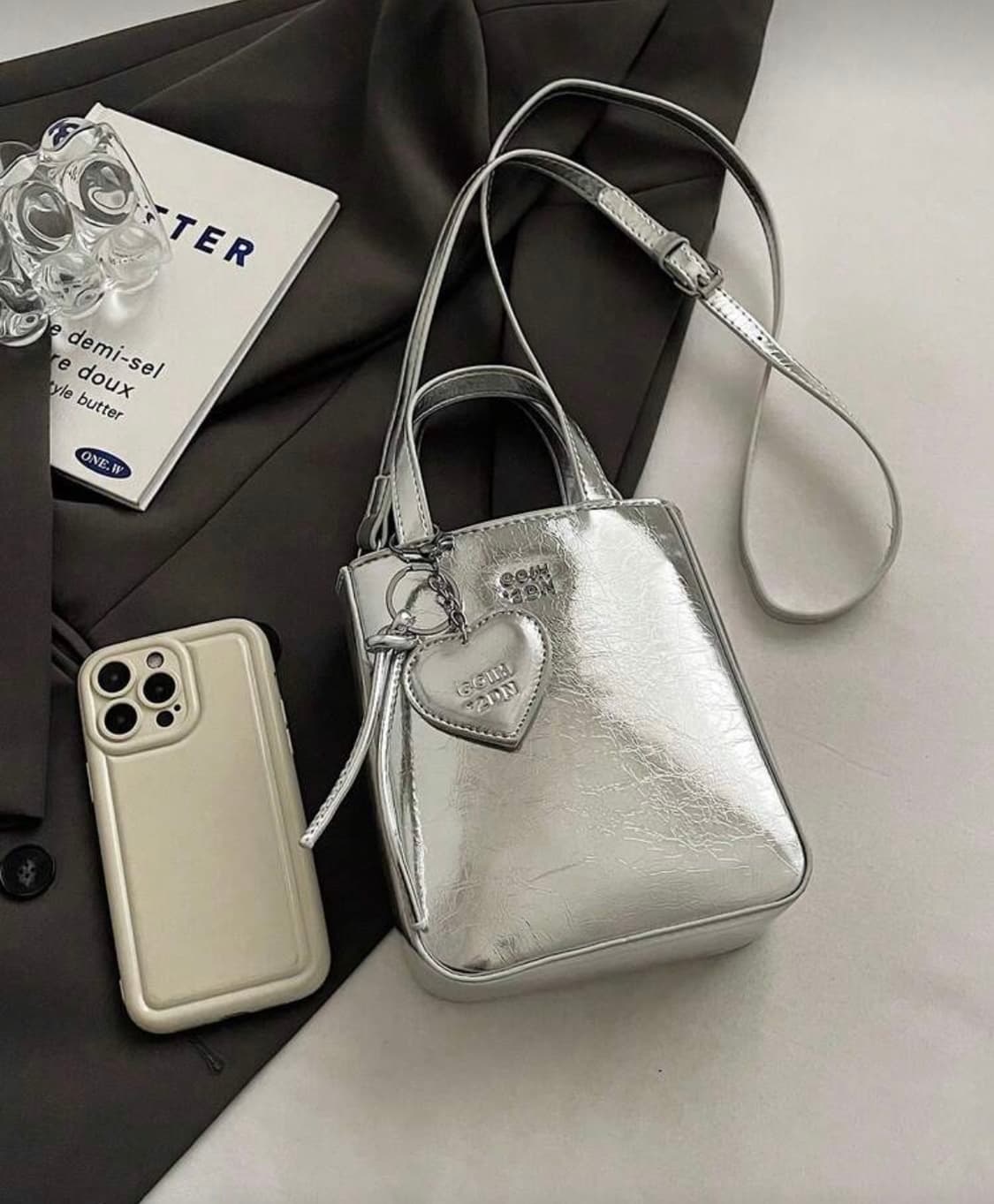 실버 미니 토트백 크로스백 상품이미지5
