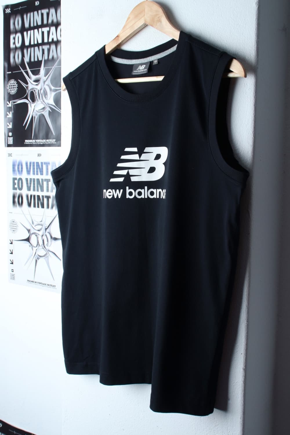 (L-XL) 뉴발란스 반팔 티셔츠 민소매 빅로고 블랙 러닝-H31347 상품이미지1