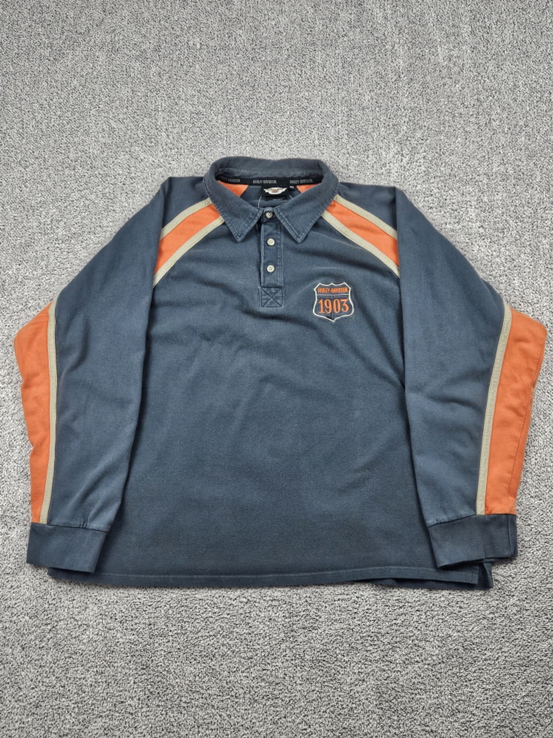 할리데이비슨 자수로고 래글런 럭비 티셔츠 ( 2XL ) / 10243 상품이미지3