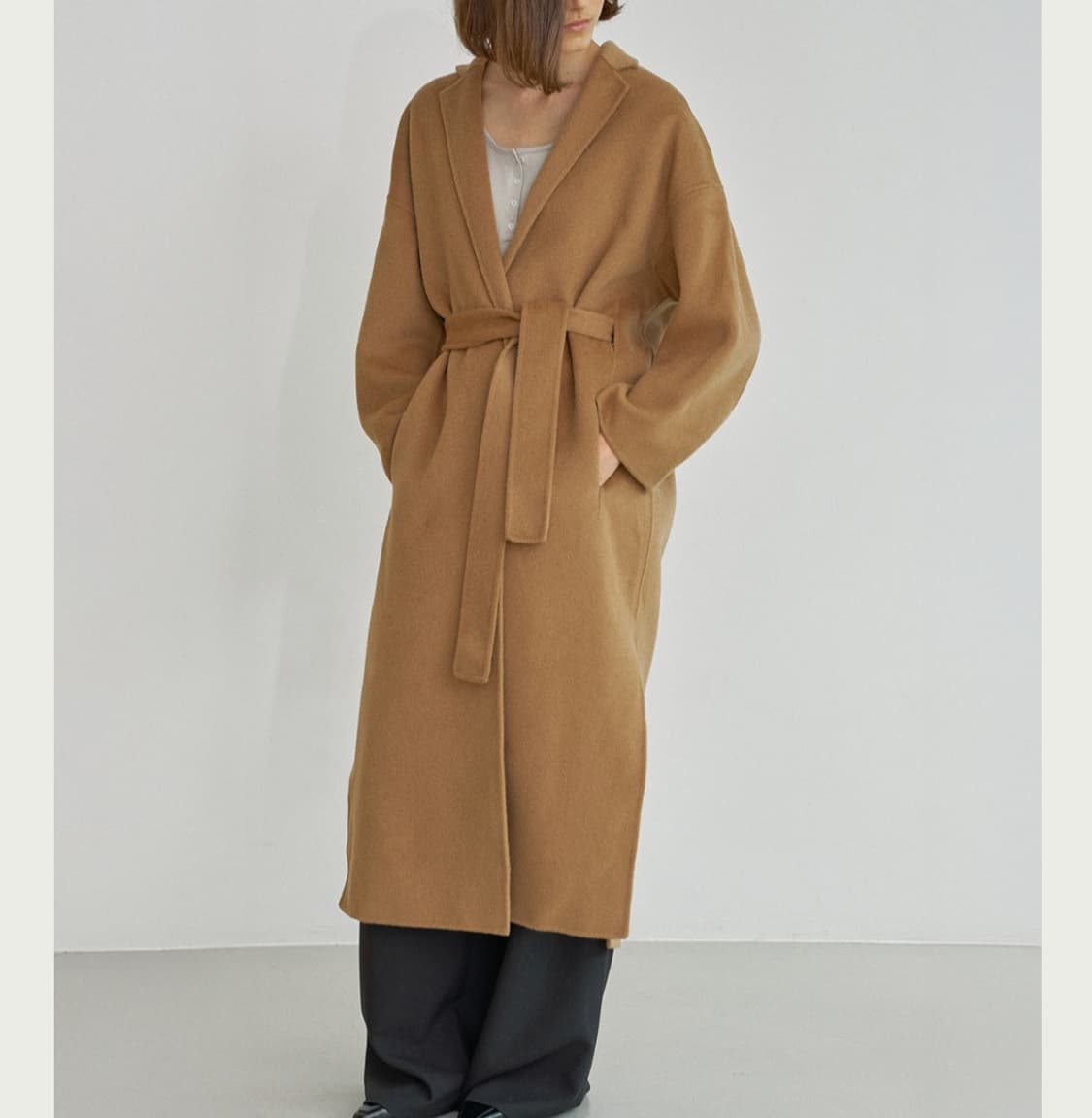 캐시미어 로브 핸드메이드 코트 카멜.56만원 상품이미지1