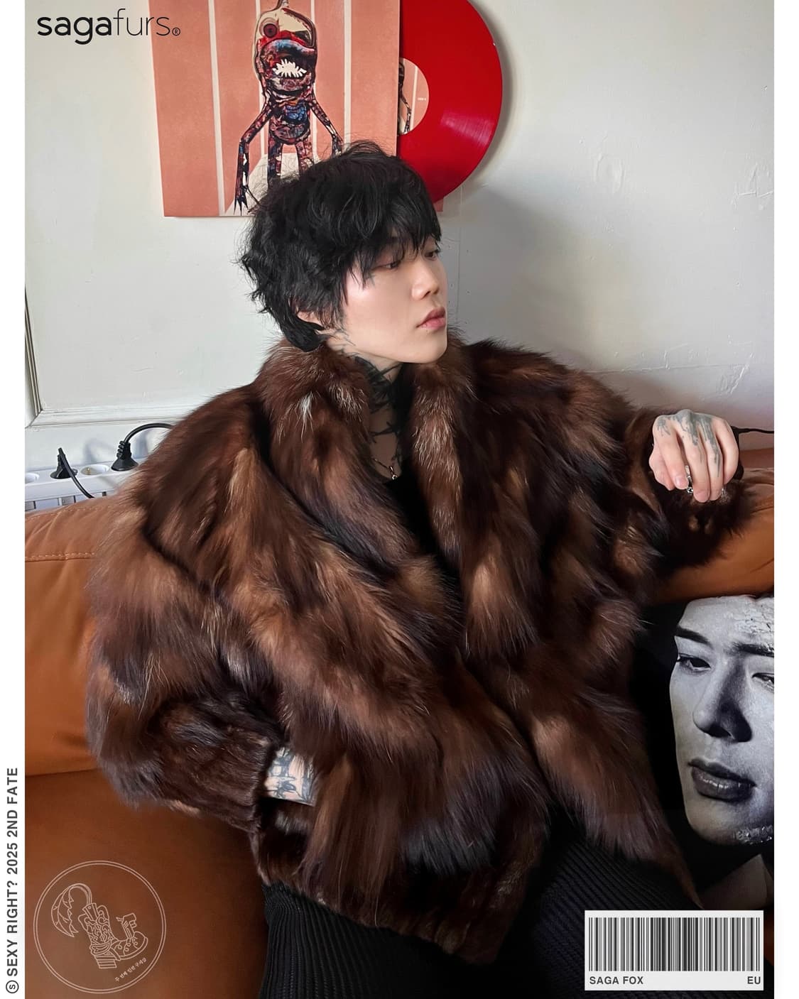 SAGA Fox Real Brown Fur Dolman Coat 상품이미지1