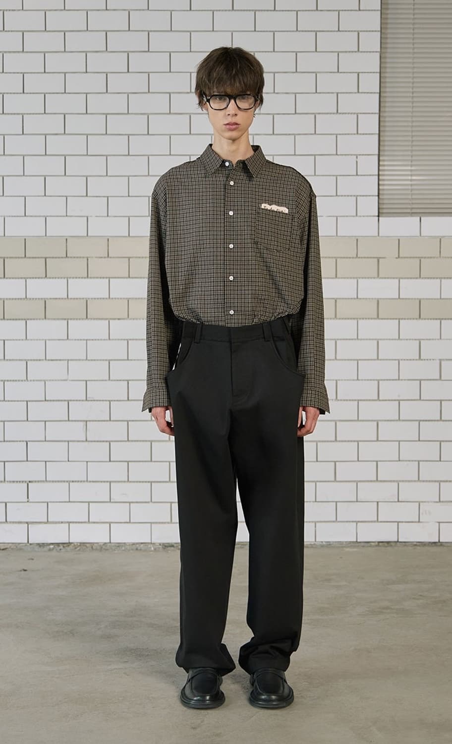 [L] STU 24FW 레터링 체크 셔츠 브라운 STU OFFICE 상품이미지1