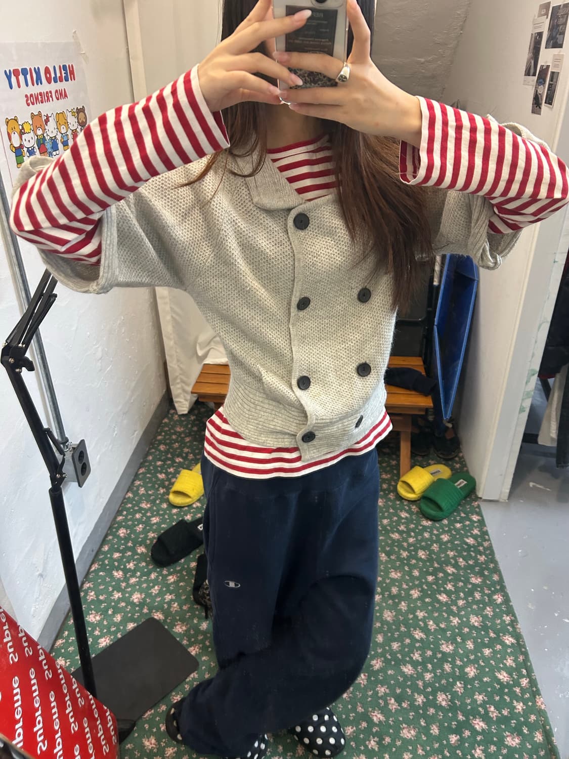 y2k 00 단추 7부 가디건 스웨터 상품이미지2