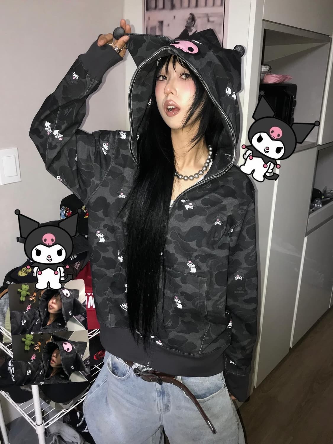 Bape X Sanrio Kuromi Hood Zip-Up 상품이미지1