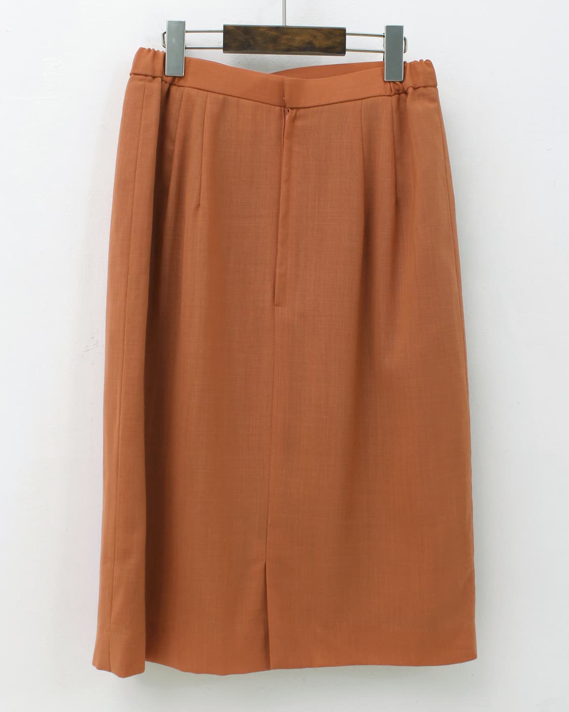 일본 빈티지 써머 울 오렌지 노카라 자켓 미디 스커트 세트 셋업 상품이미지10