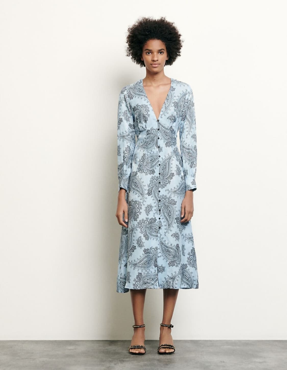 산드로 페이즐리 실크블렌드 원피스 36사이즈(새상품) 상품이미지2