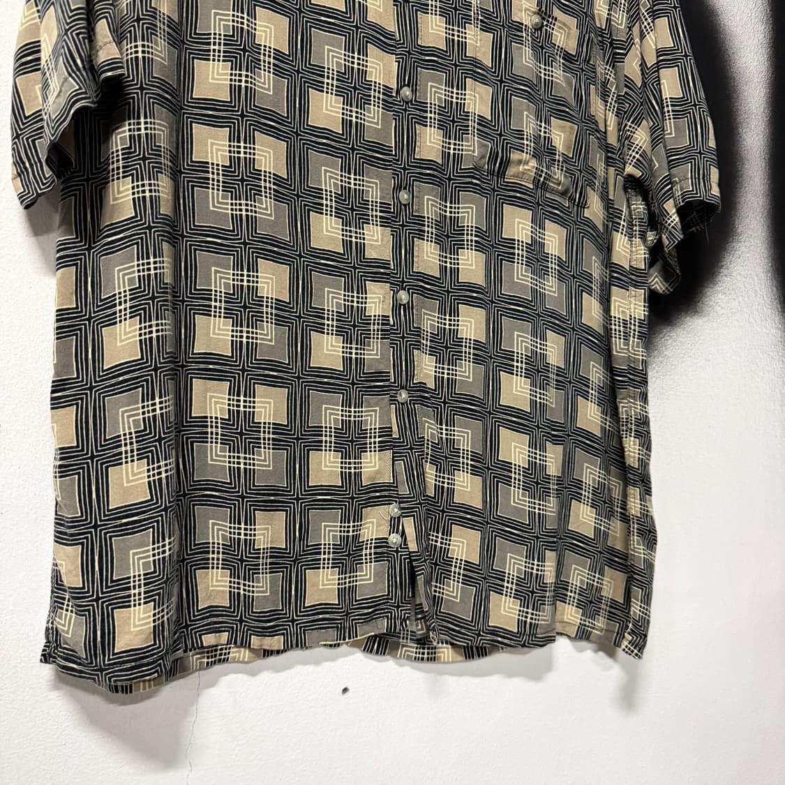 VTG 빈티지 빅사이즈 스퀘어 체크 풀 패턴 반팔 셔츠 상품이미지5