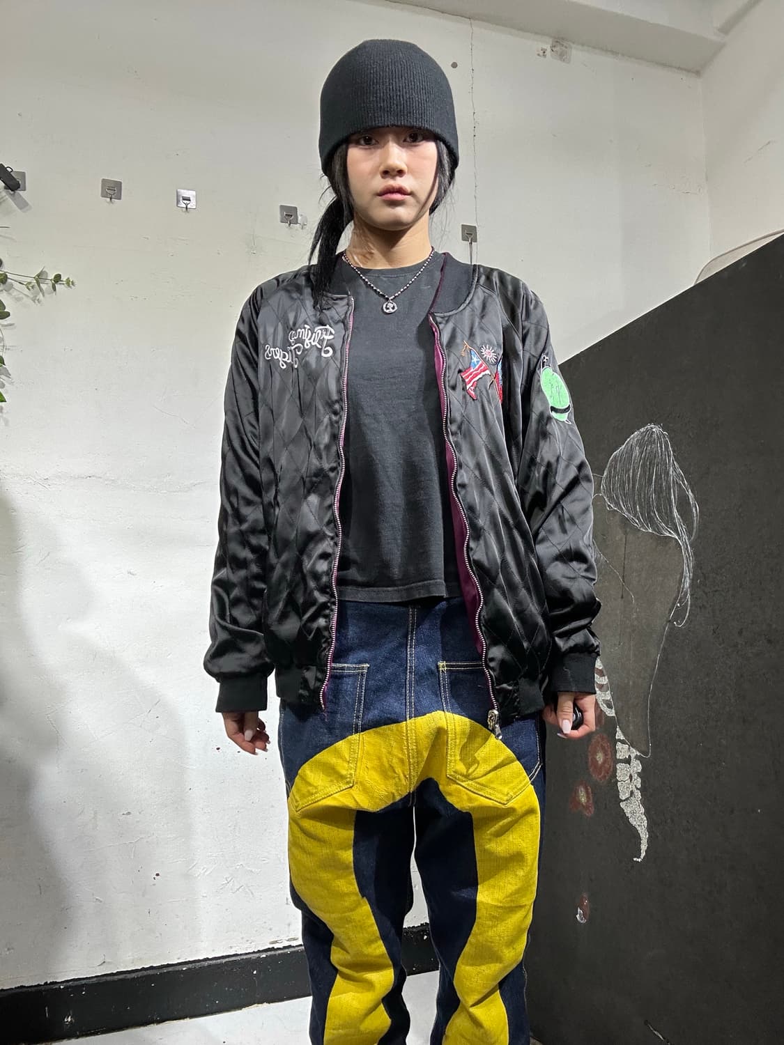 일본빈티지 Snihers 양면 리버시블 자수 스카잔 XXLㅇ 상품이미지4