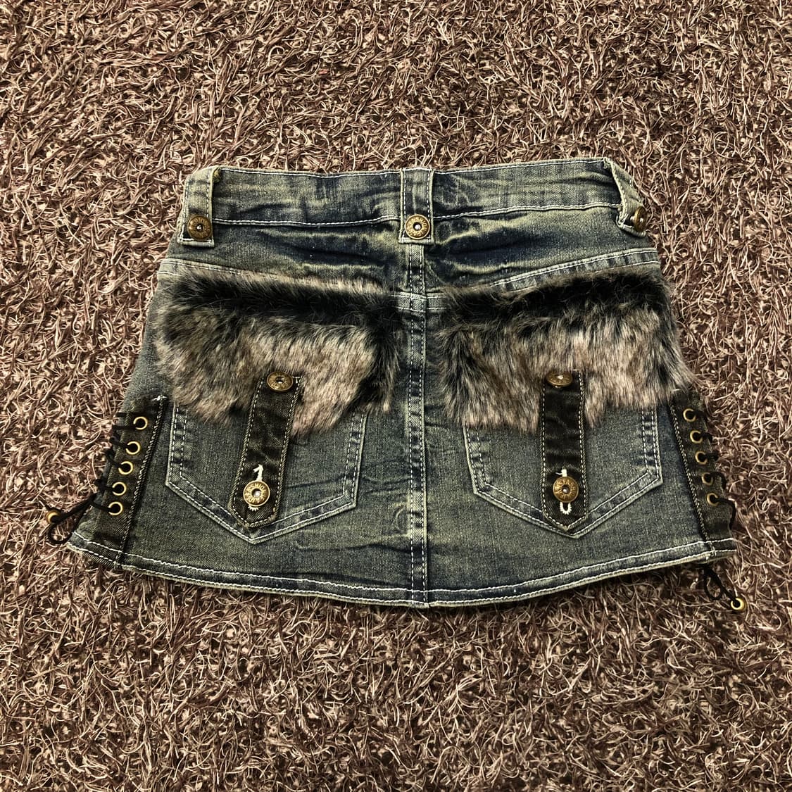 새상품 롬위 퍼 포켓 데님 미니 스커트 S 상품이미지4