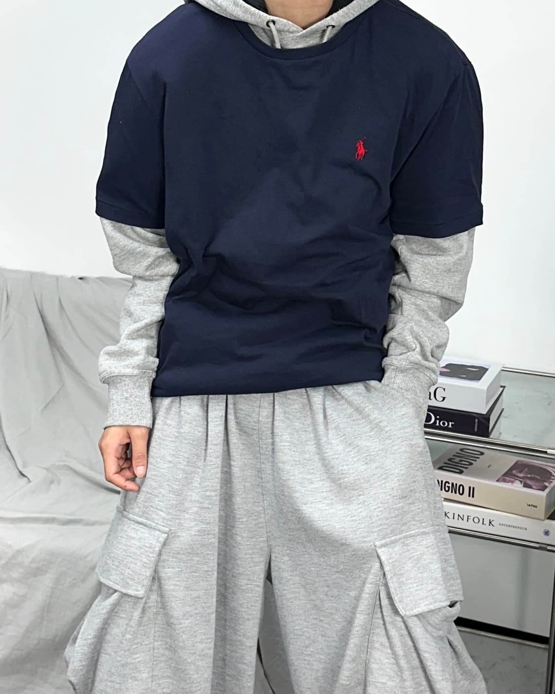 폴로 랄프로렌 네이비 반팔티 L 상품이미지2