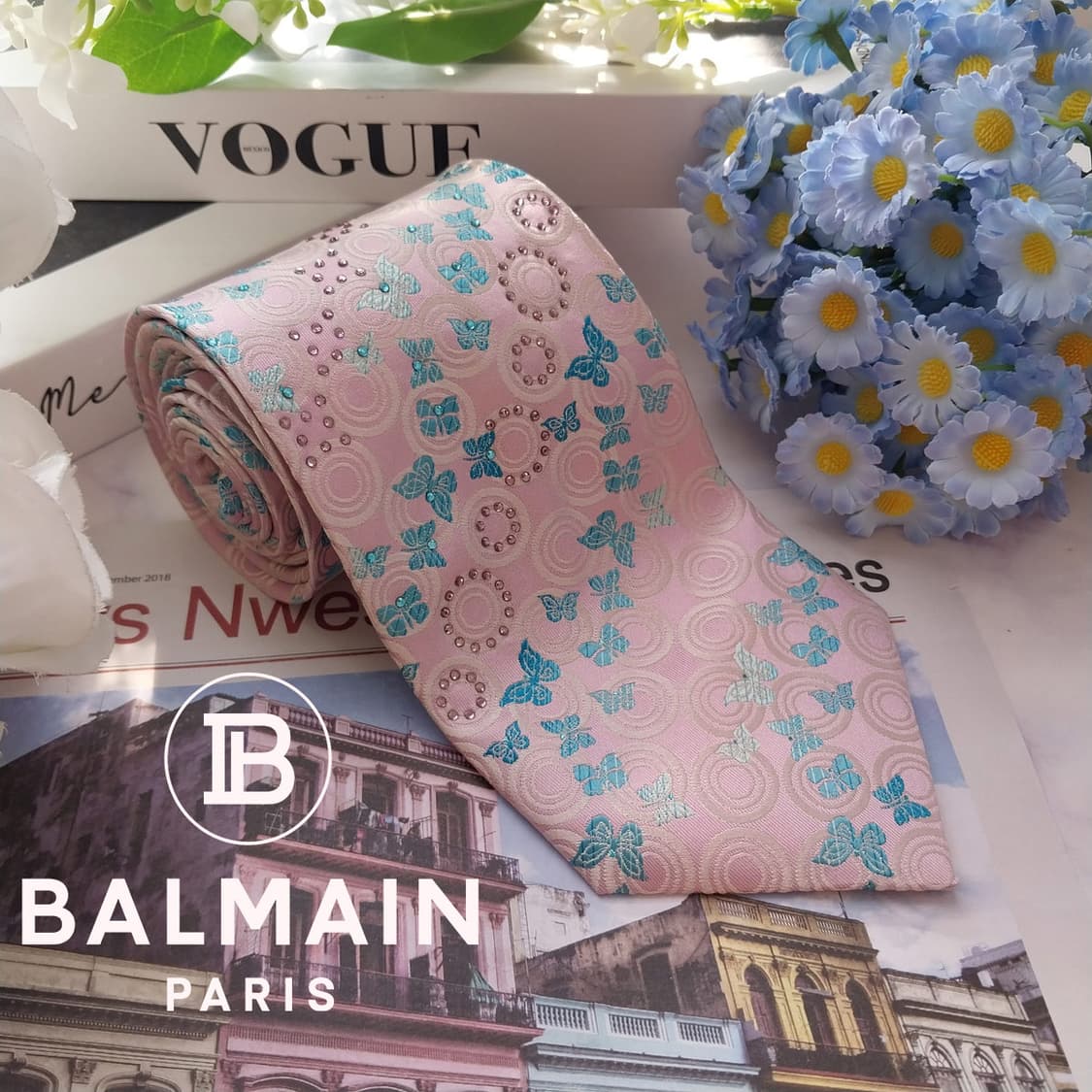 발망 실크 핑크 나비 자카드 넥타이 9.1cm A+등급 K2000
 상품이미지2