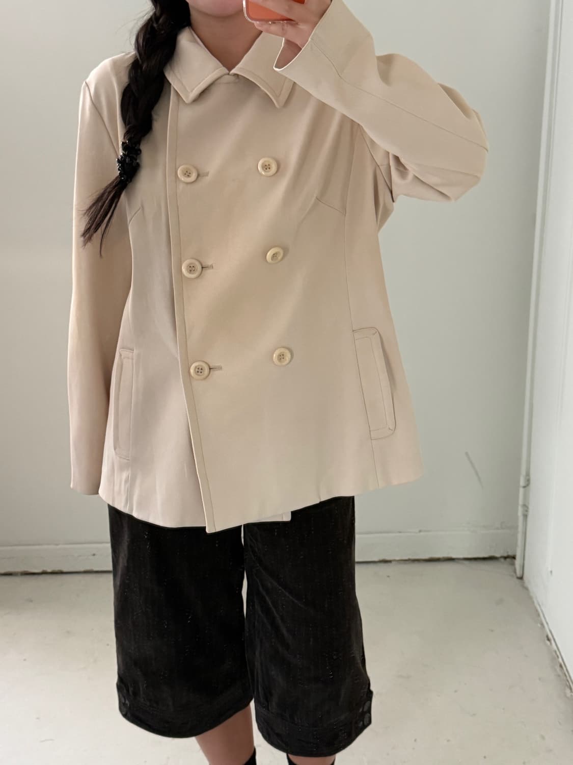 일본빈티지 크림 더블 숏자켓 상품이미지4