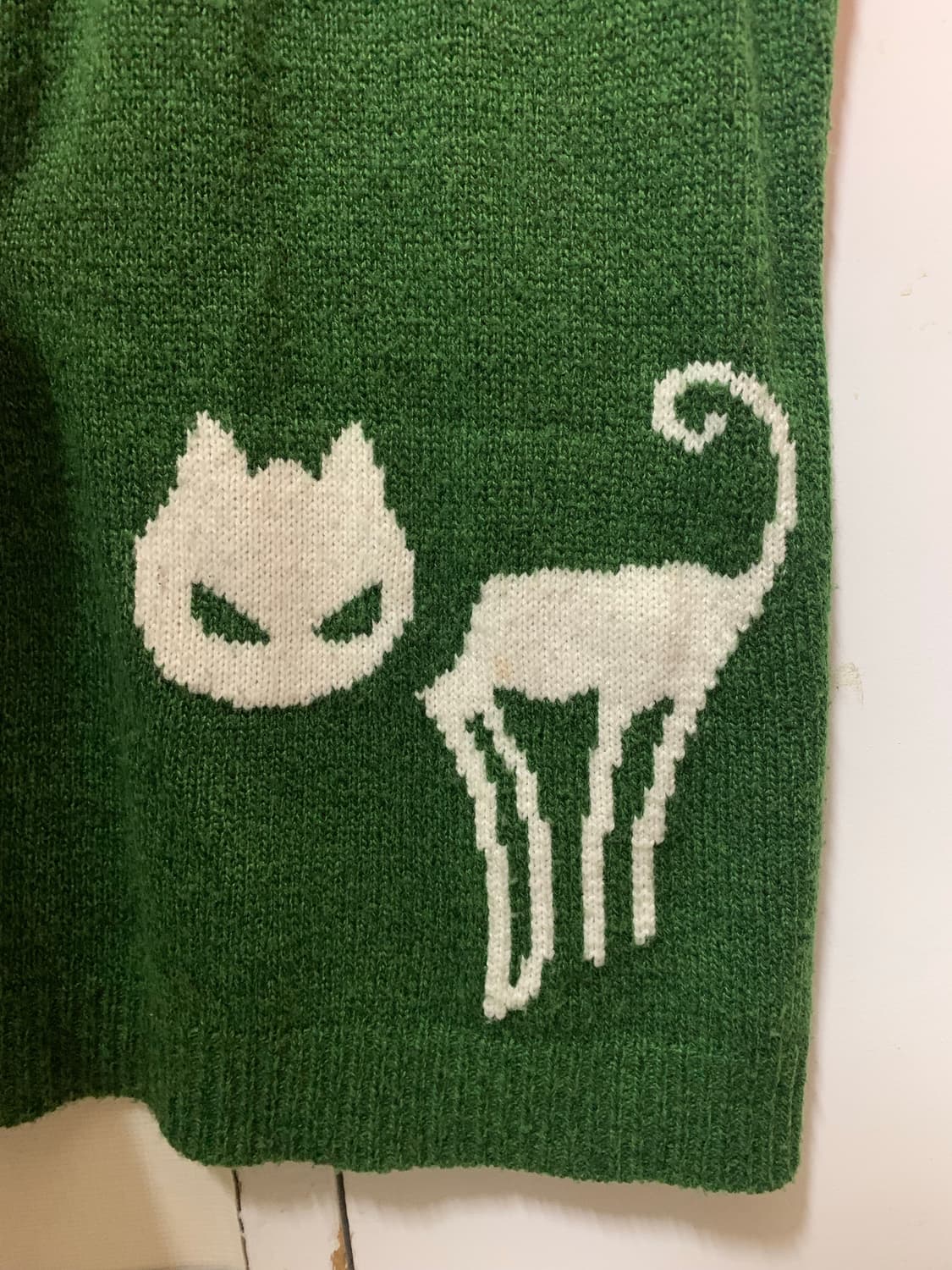 녹색 고양이 반팔 니트 상품이미지3