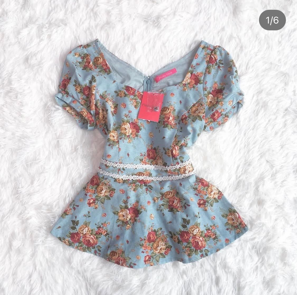 일브 핑키걸즈 플로럴플라워 민트로걀탑 블라우스리즈리사깔오월빈티지레스트로즈 상품이미지1