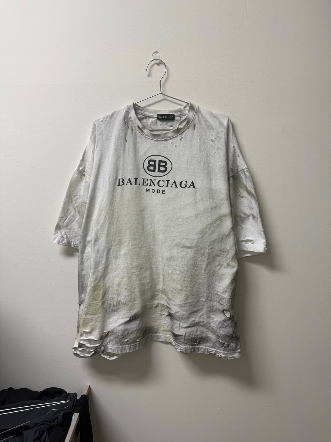 빈티지 발렌시아가 다스트레스드 데미지 워싱 반팔 상품이미지3