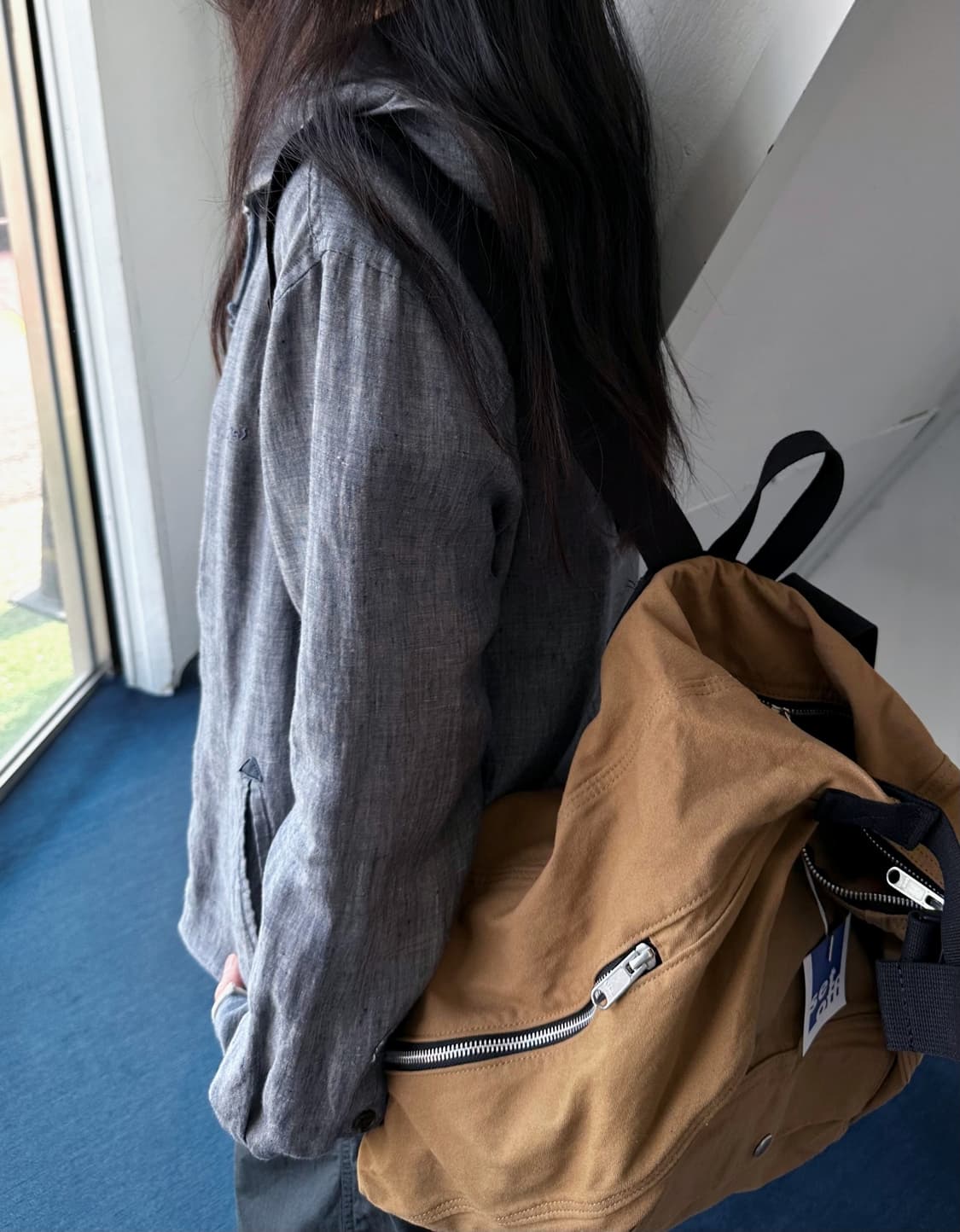 Chambray cotton design hooded parka 상품이미지7