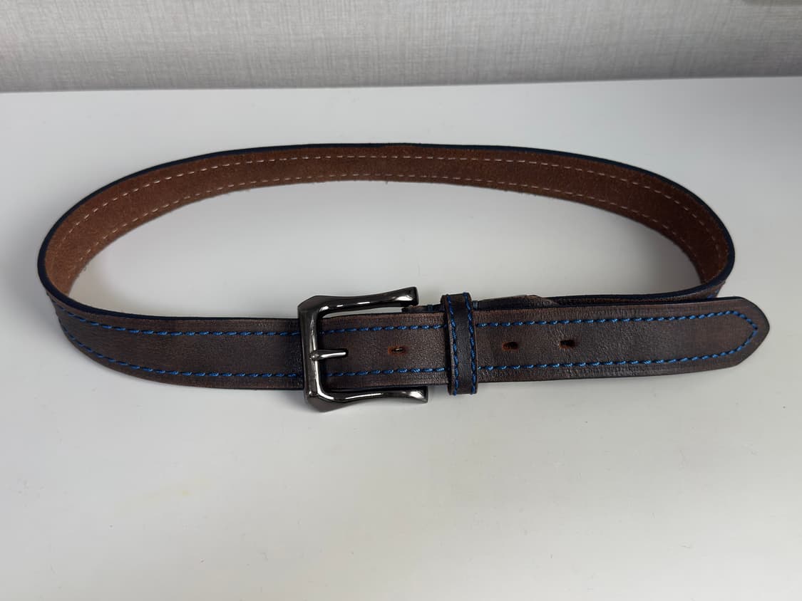 블루 스티치 리얼 레더 벨트 상품이미지4
