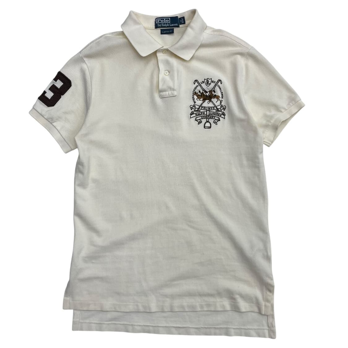 폴로 랄프로렌 브라운 홀스 로고 아이보리 카라 반팔 M 상품이미지2