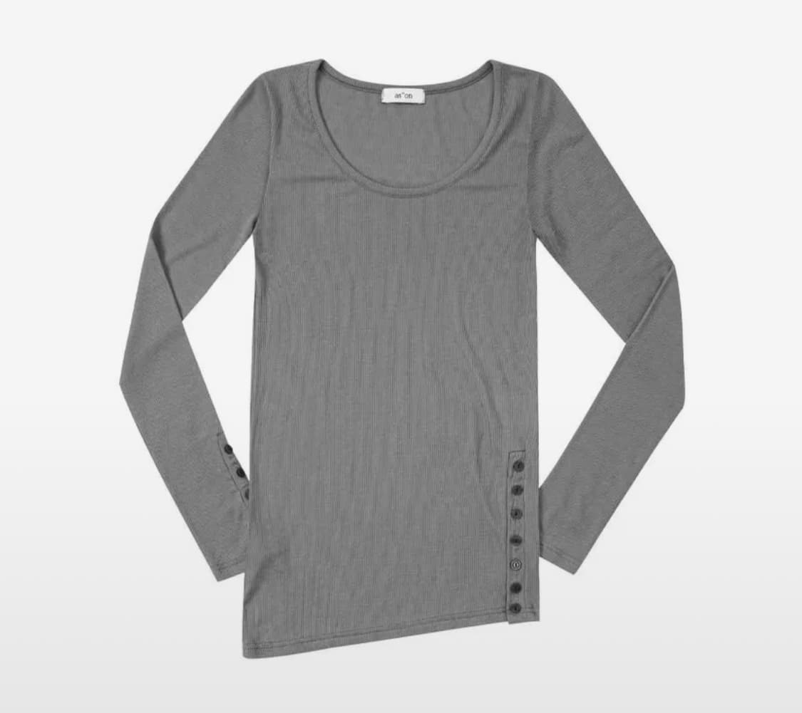 as”on DIAGONAL BUTTON T/ gray 상품이미지1