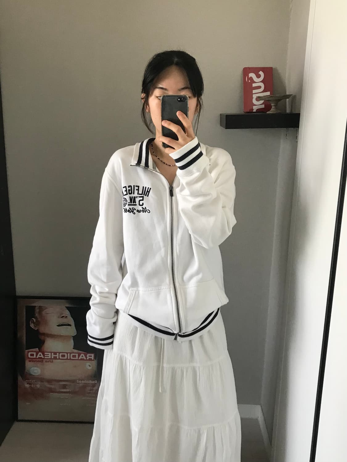 타미힐피거 자수 로고 화이트 면집업 상품이미지1