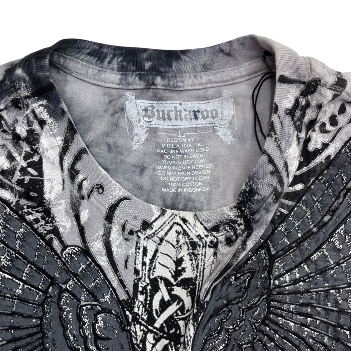 버커루 윙스 프린팅 그레이 반팔티 L 상품이미지7