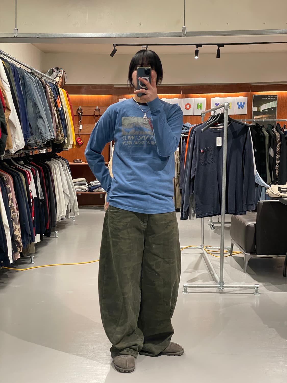 빈티지 롱슬리브 티셔츠(블루)   상품이미지3