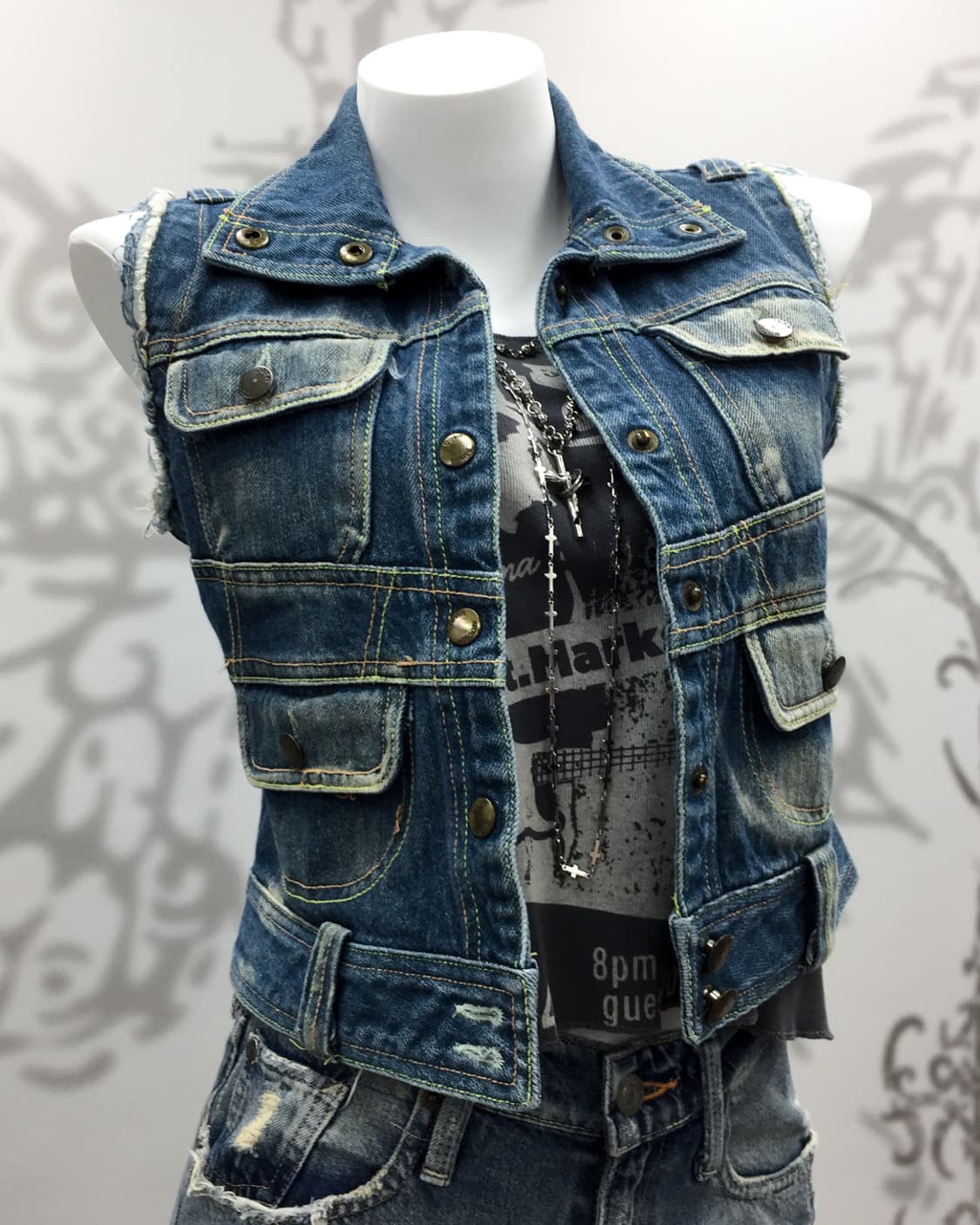 Y2K denim vest 상품이미지4
