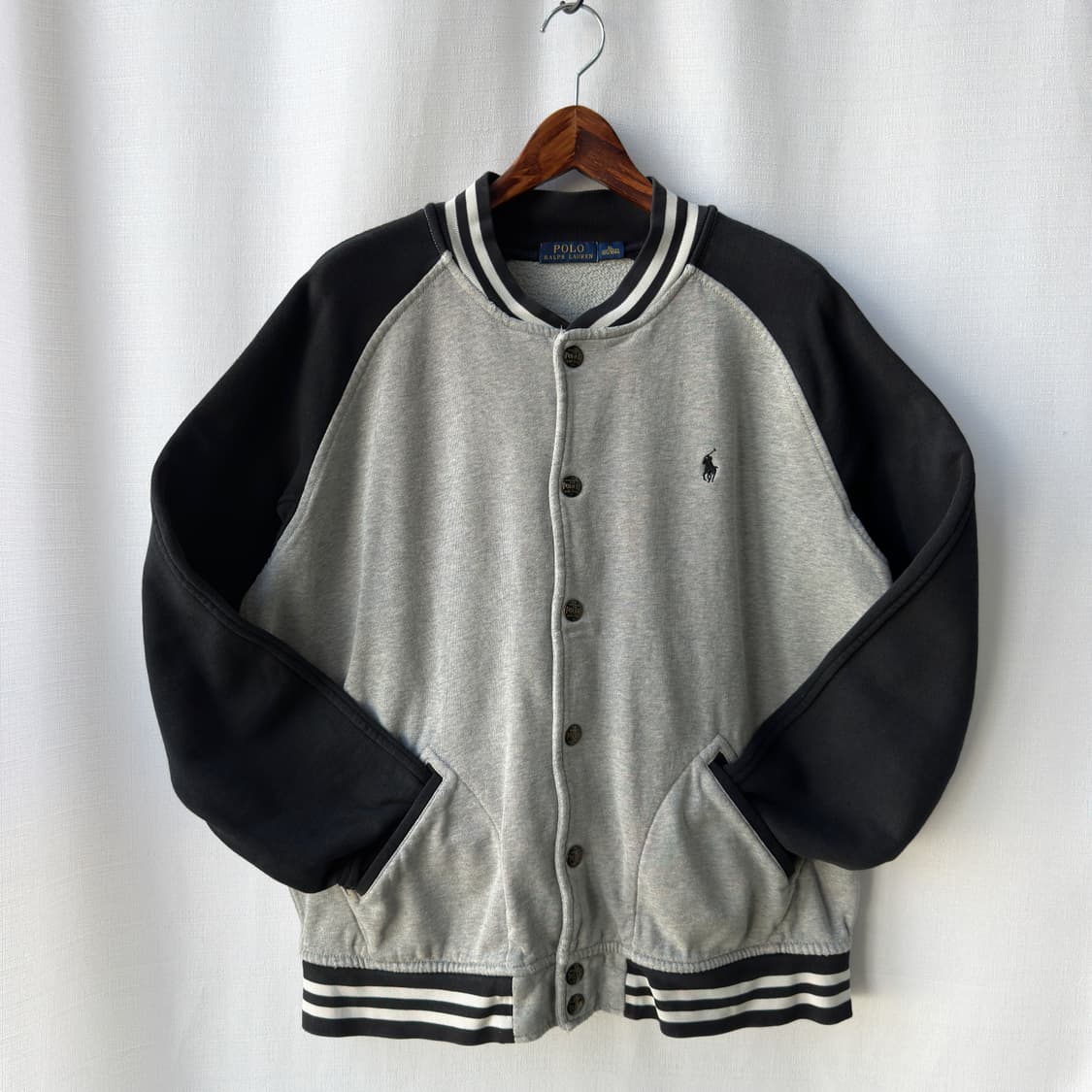 폴로 랄프로렌 바시티 자켓 블랙 그레이 XL 상품이미지1