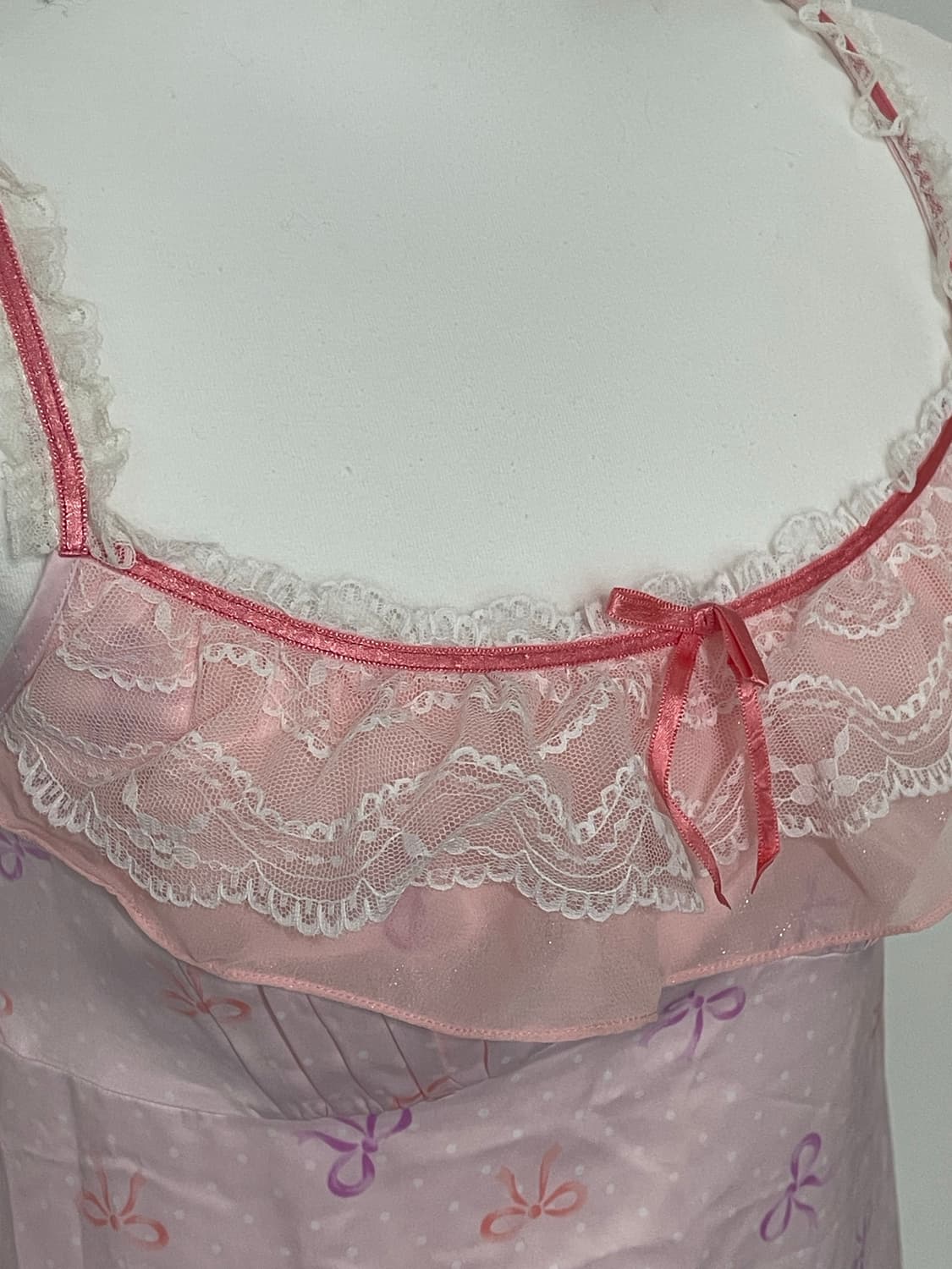 히메갸루 핑크 레이스 슬립 원피스 파자마 룸웨어 홈웨어 상품이미지2