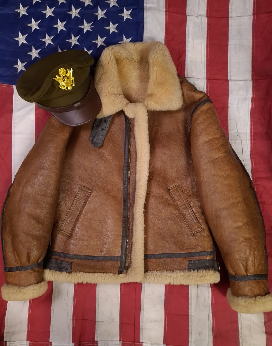 90's 일본판 미공군 B-3 TYPE 리얼레더 항공 폭격기 무스탕 상품이미지3