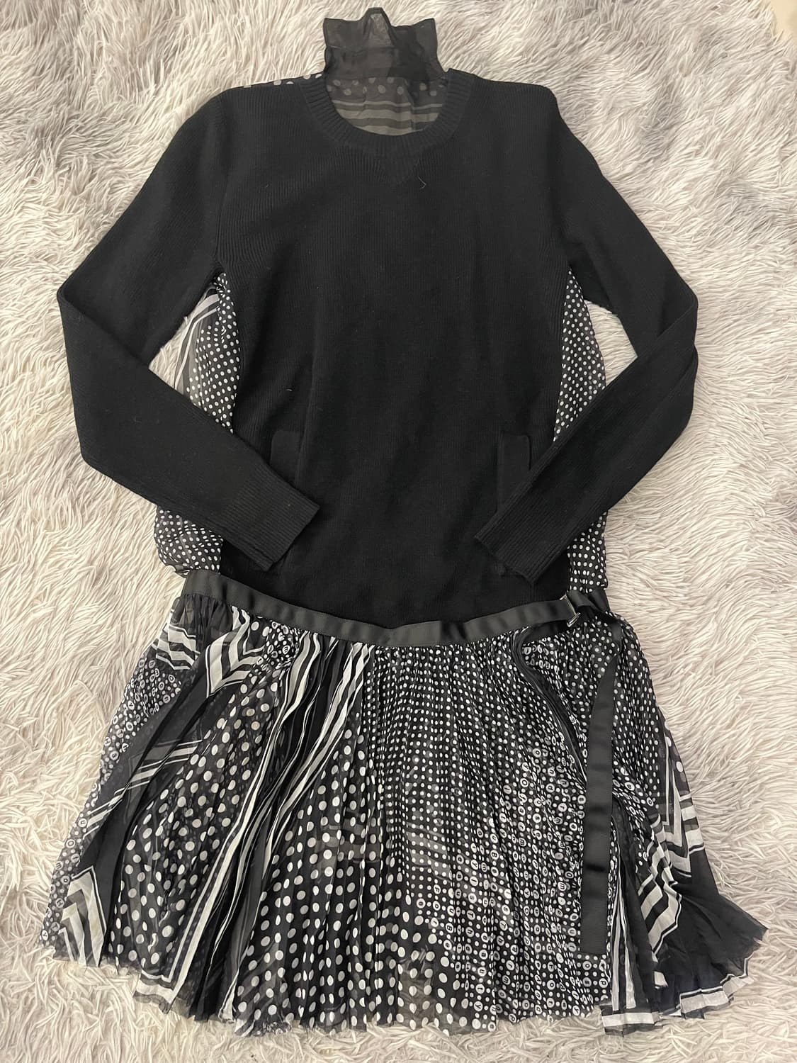 Sacai 사카이 블랙 니트 롱 원피스 상품이미지1