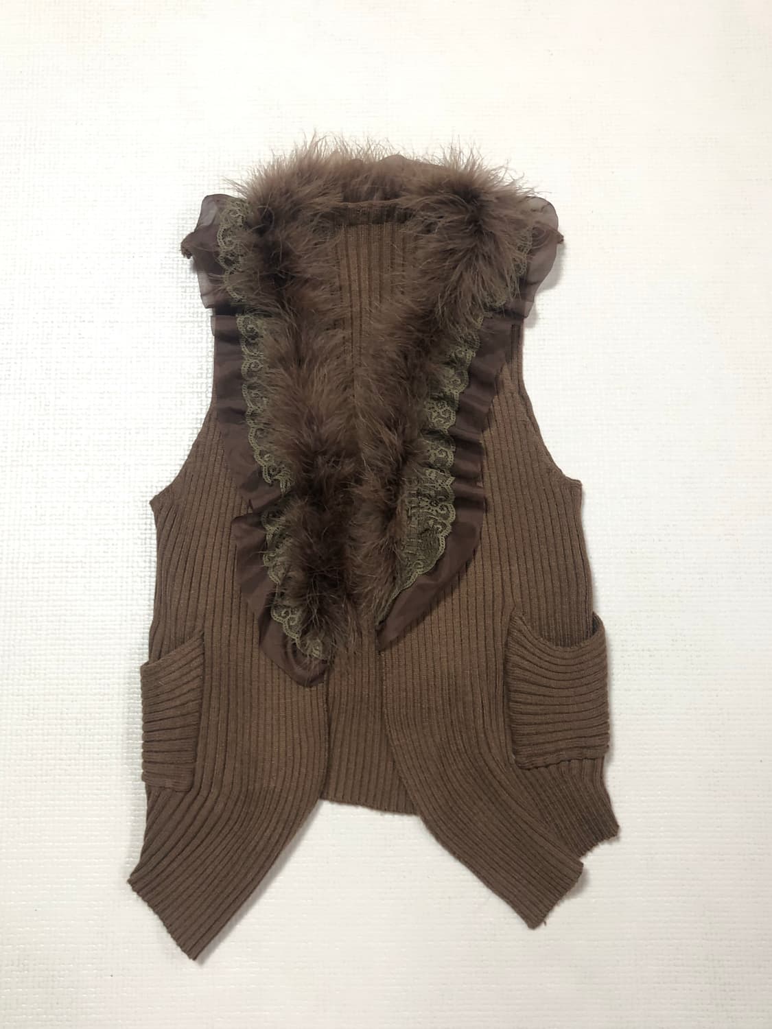 빈티지 브라운 퍼 니트 베스트 상품이미지8
