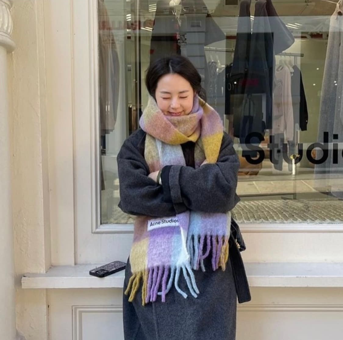 아크네 스튜디오 알파카모헤어울머플러 핑크 그레이 남여공용 상품이미지8