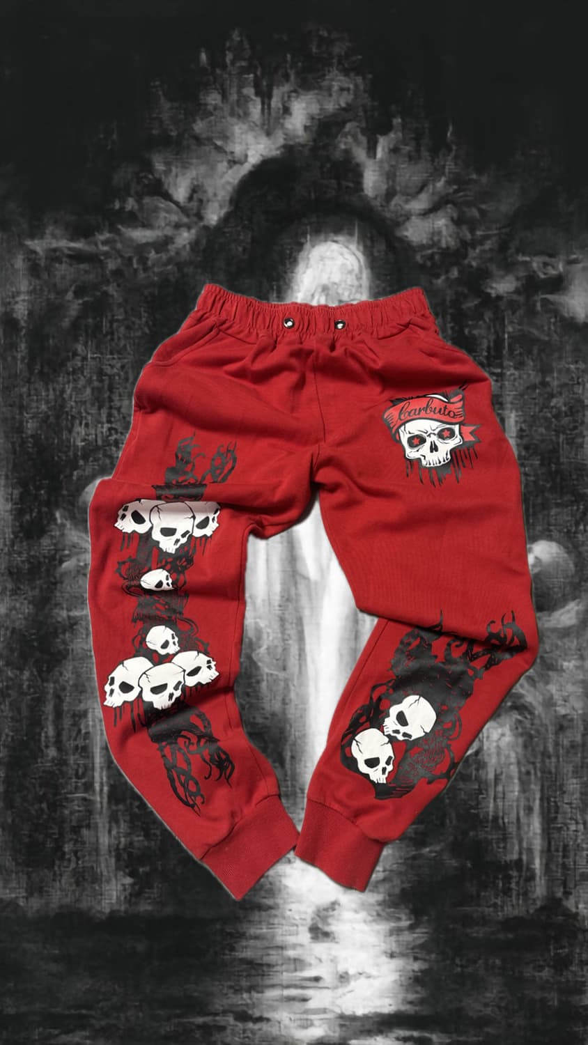 펑크 해골 레터링 조거팬츠 상품이미지1