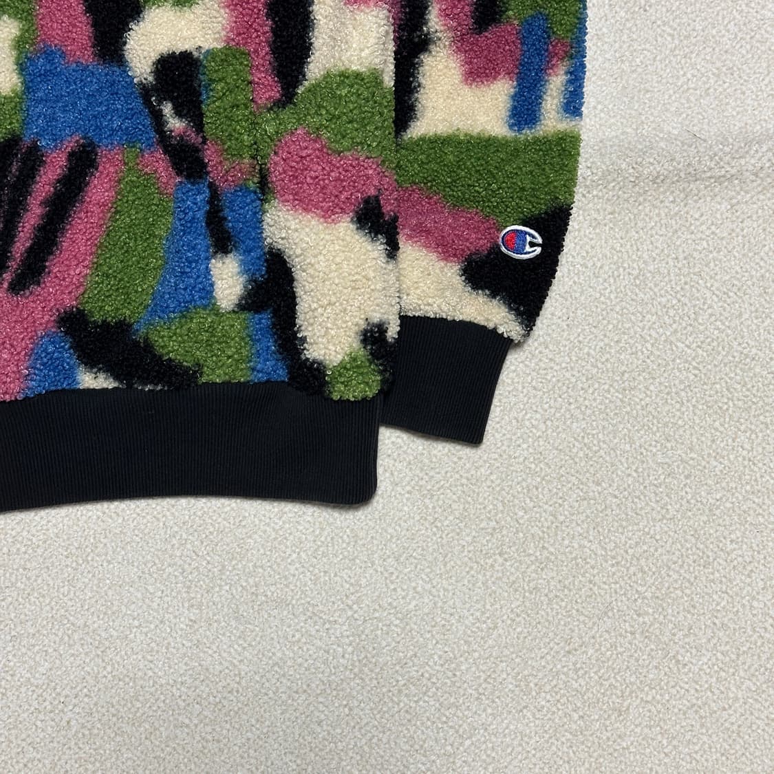 챔피온 리버스위브 멀티 패턴 양털 후리스 풀오버 후디 상품이미지4