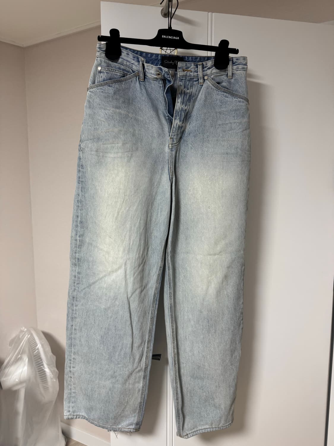 Stu와이드 데님 연청 상품이미지1