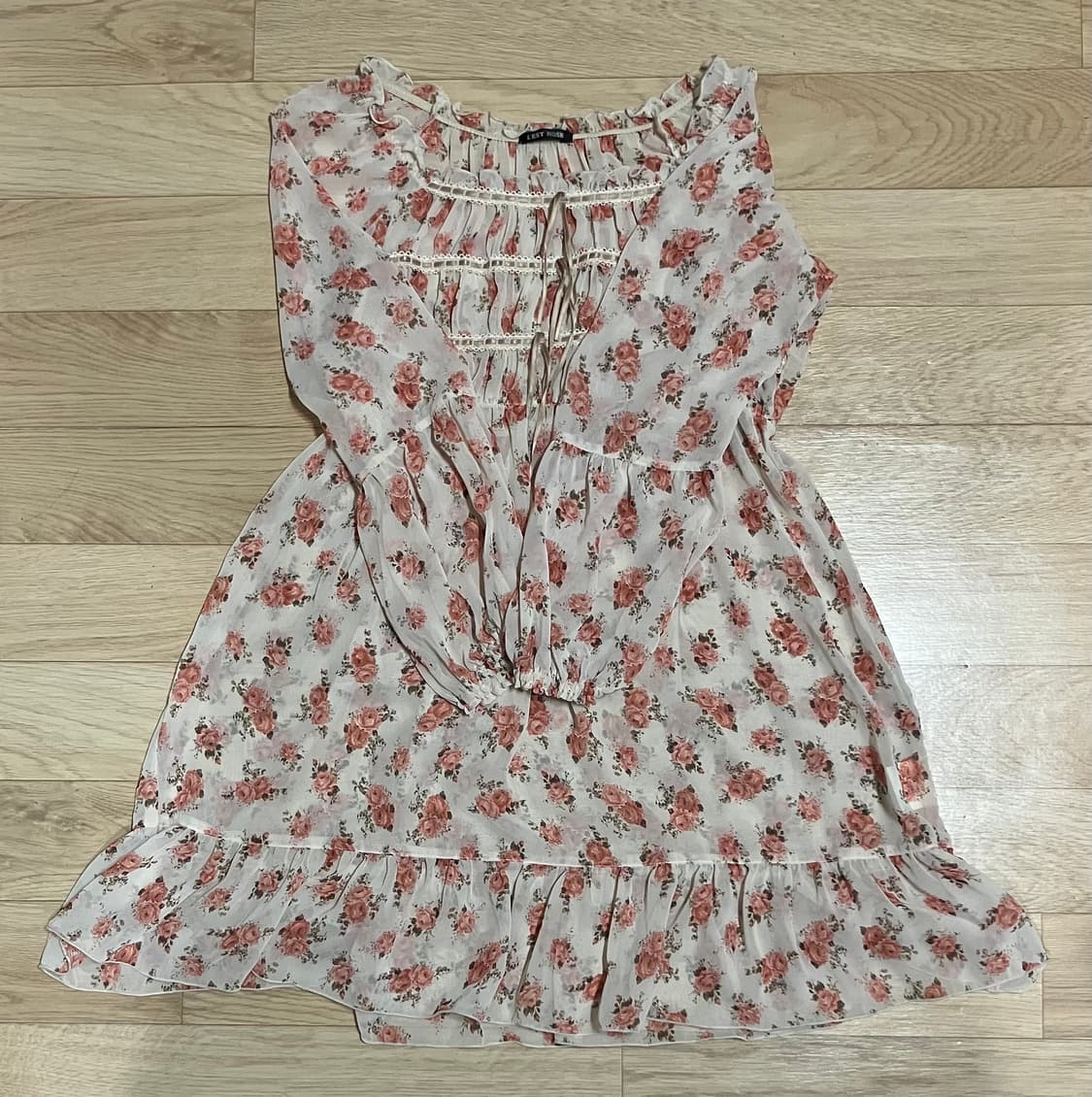 레스트로즈 플라워 모리 하구미 블라우스 미니 원피스 상품이미지2